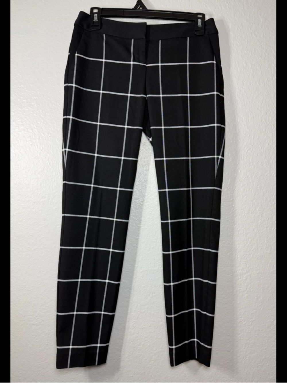 Express Black & White Windowpane Plaid Trousers